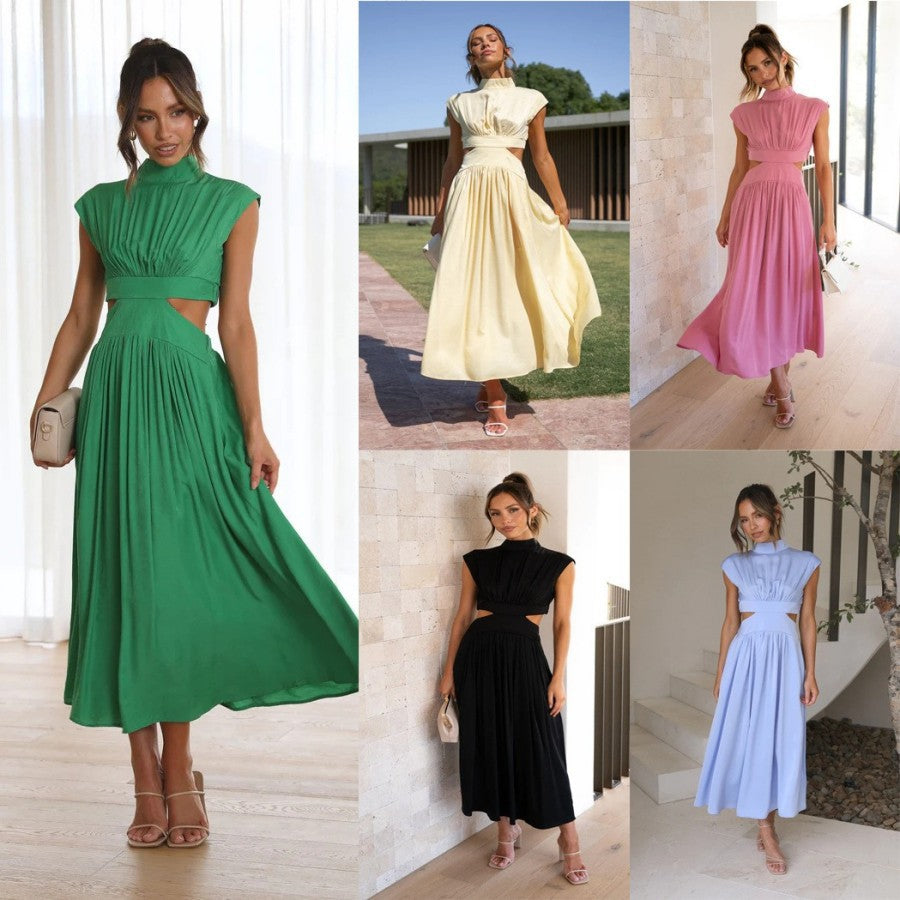 Solid Color Sleeveless Dress Summer Casual Fit A-Line Dresses Women's Clothing