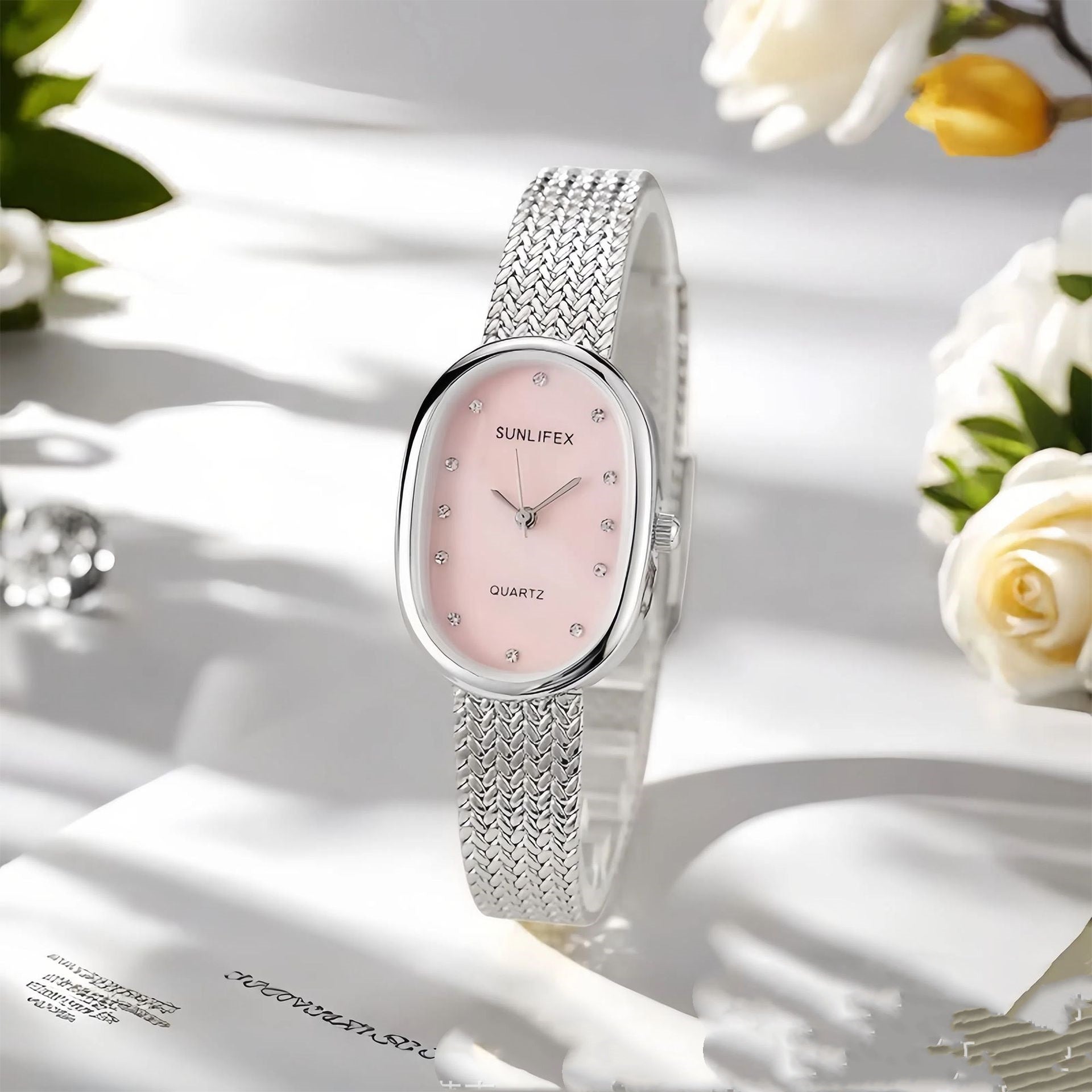 Sunlifex Cross-Border Bestseller Small-Dial Oval Gold Wheat-Grain Watch